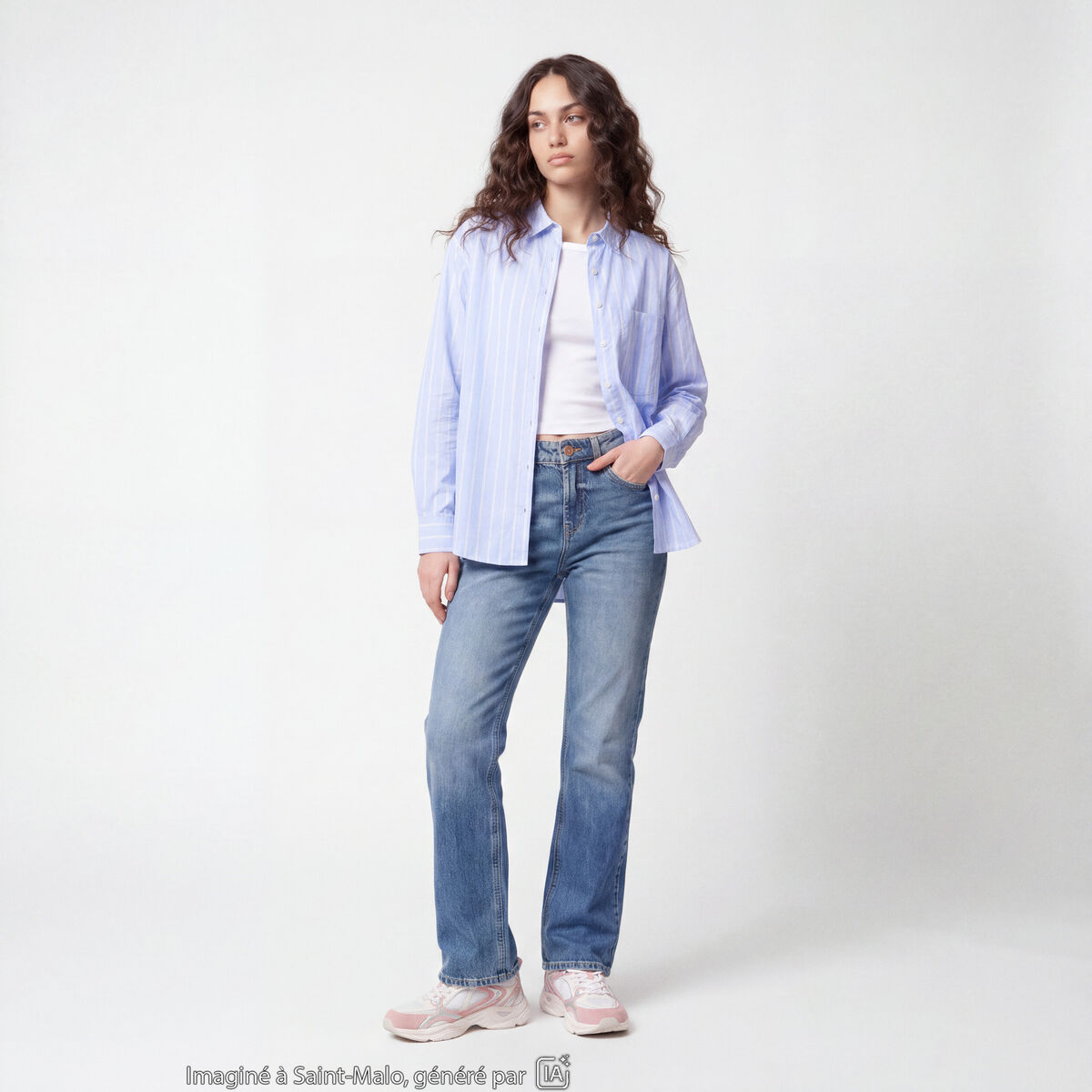 Jean Sam regular taille standard denim double stone