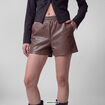 Short taille haute en similicuir taupe