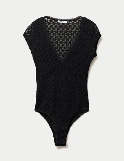 Body ajust&eacute; d&eacute;collet&eacute; en dentelle noir