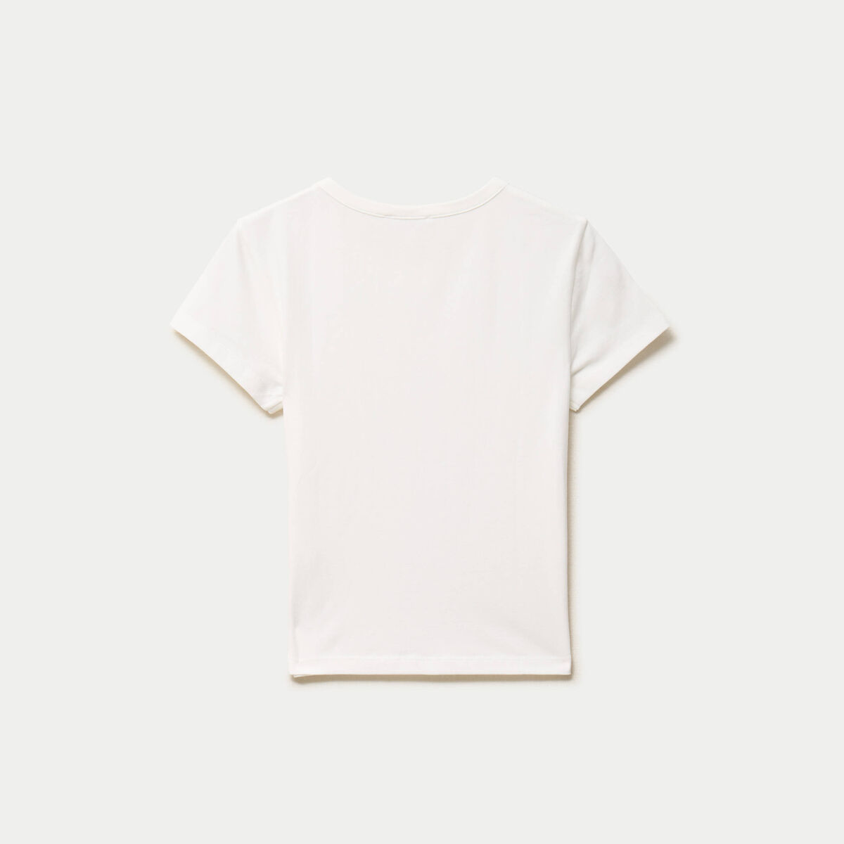 T-shirt ajust&eacute; col rond manches courtes ecru