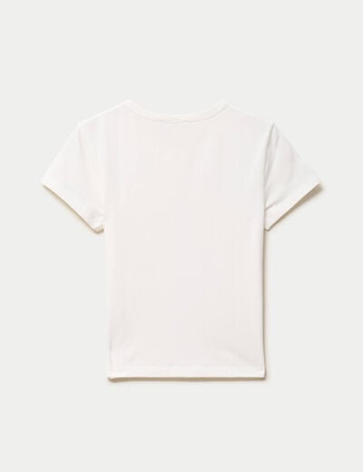 T-shirt ajust&eacute; col rond manches courtes ecru