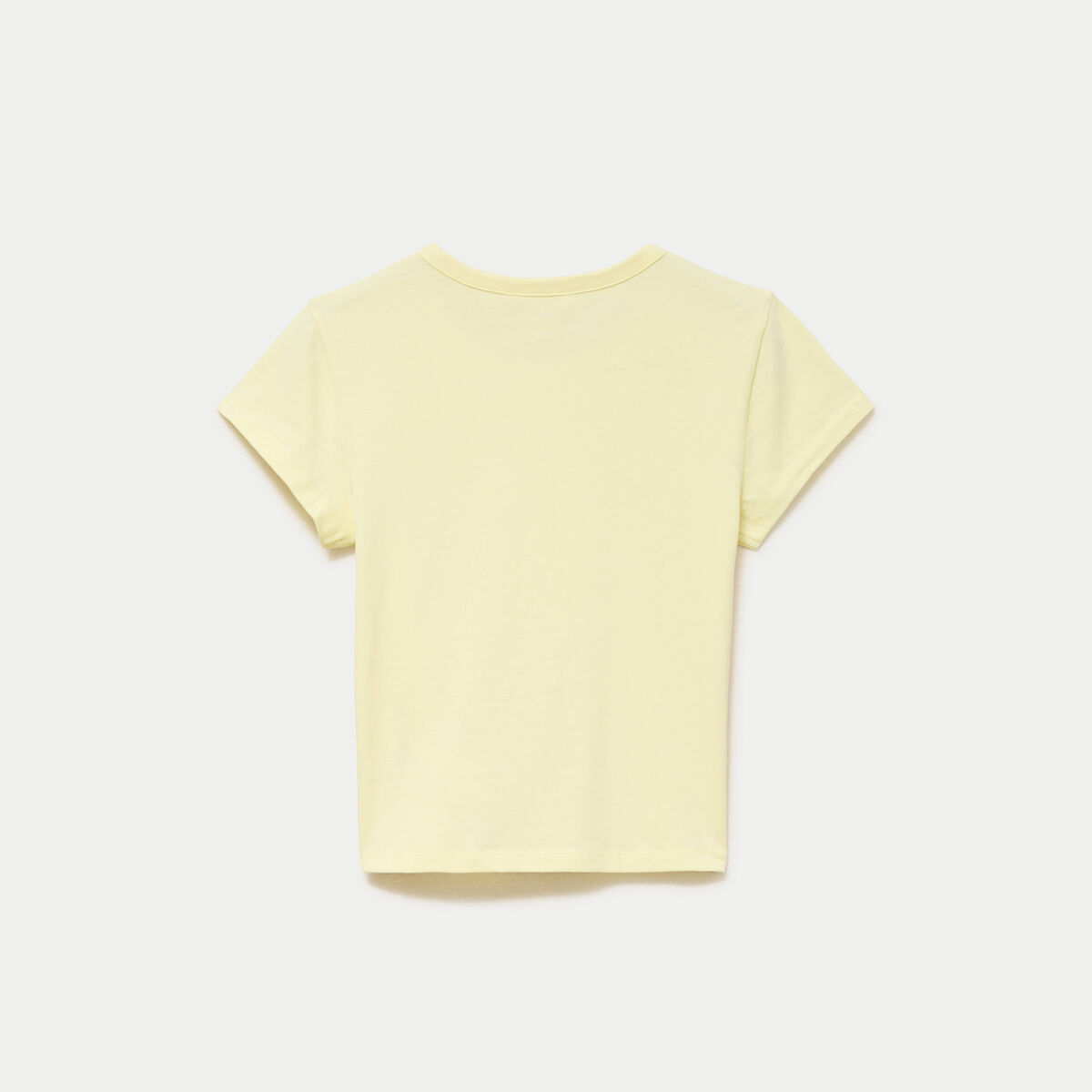 T-shirt ajust&eacute; col rond manches courtes jaune clair
