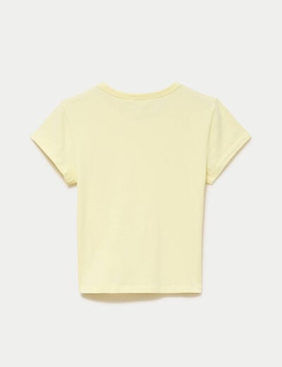 T-shirt ajust&eacute; col rond manches courtes jaune clair