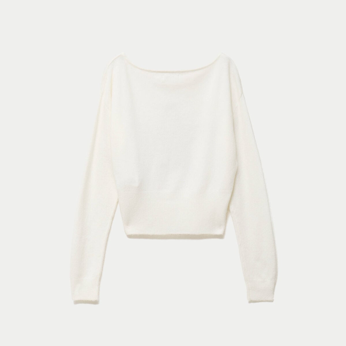 Pull col bateau manches longues strass ecru