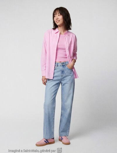 Jean regular taille haute denim bleach ado
