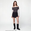Jupe-short taille haute avec ceinture noir