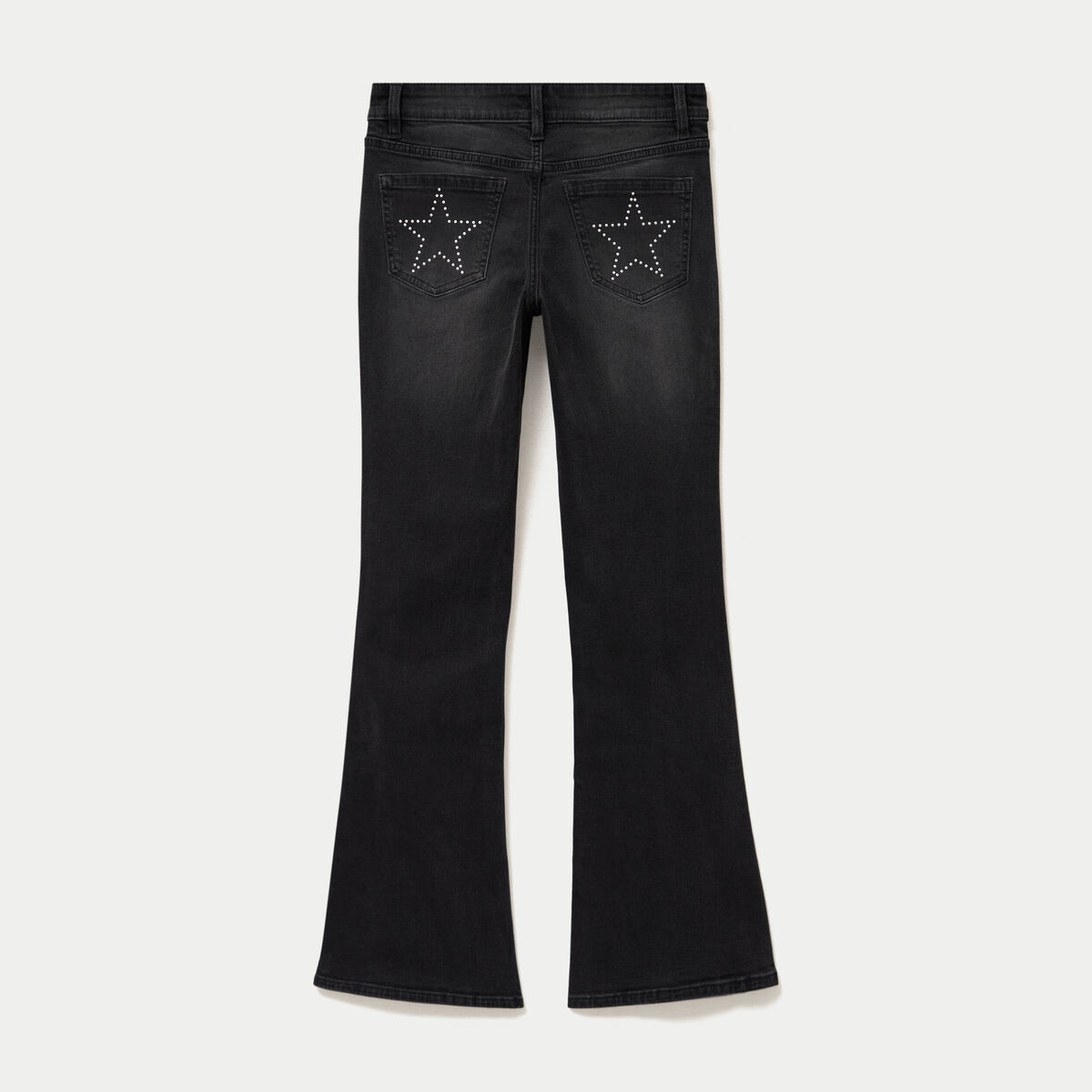 Jean bootcut taille basse denim noir ado