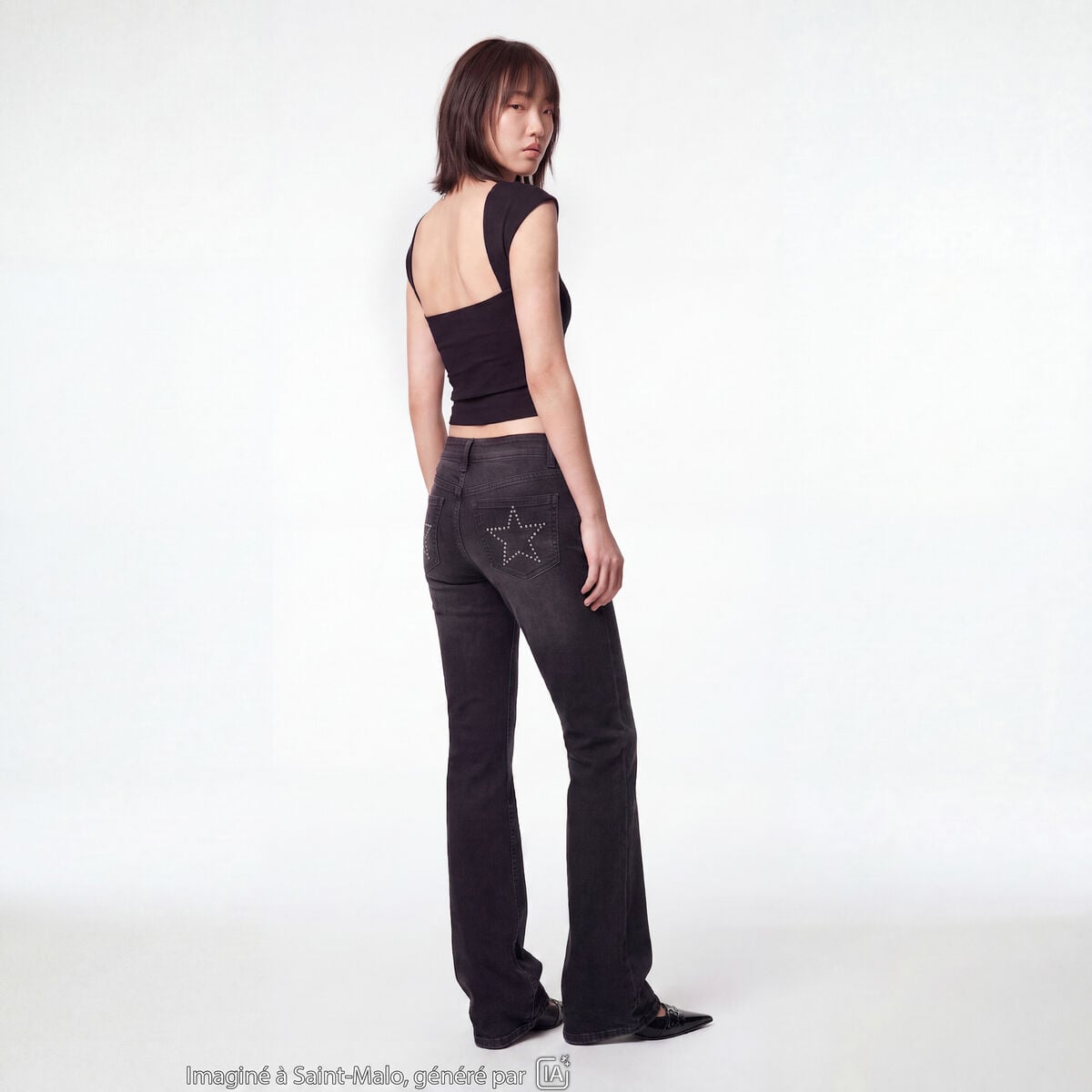 Jean Zoe bootcut taille basse denim noir