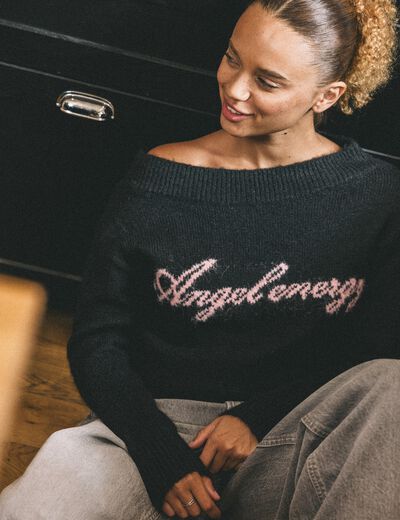 Pull col rond manches longues gris