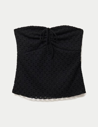 Bandeau ajust&eacute; sans manches dentelle noir ado