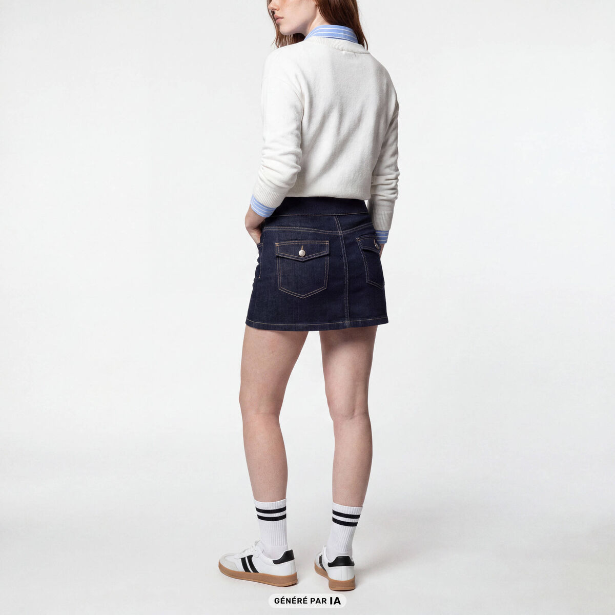Jupe-short courte en jean denim brut ado