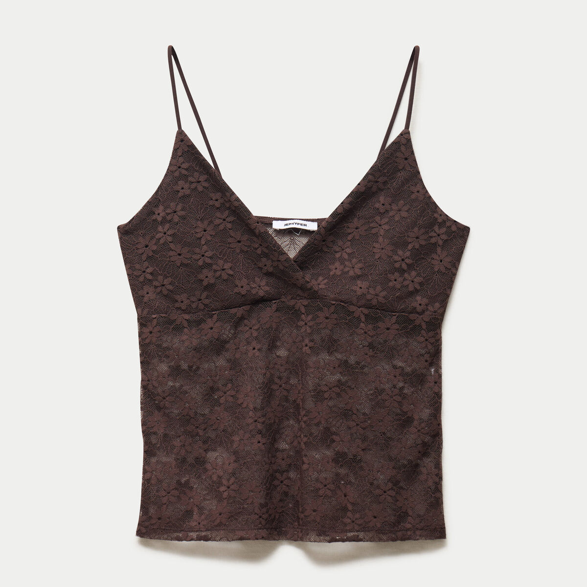Top ajust&eacute; d&eacute;collet&eacute; sans manches marron fonc&eacute; ado