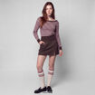 Pull col bateau manches longues marron fonc&eacute;