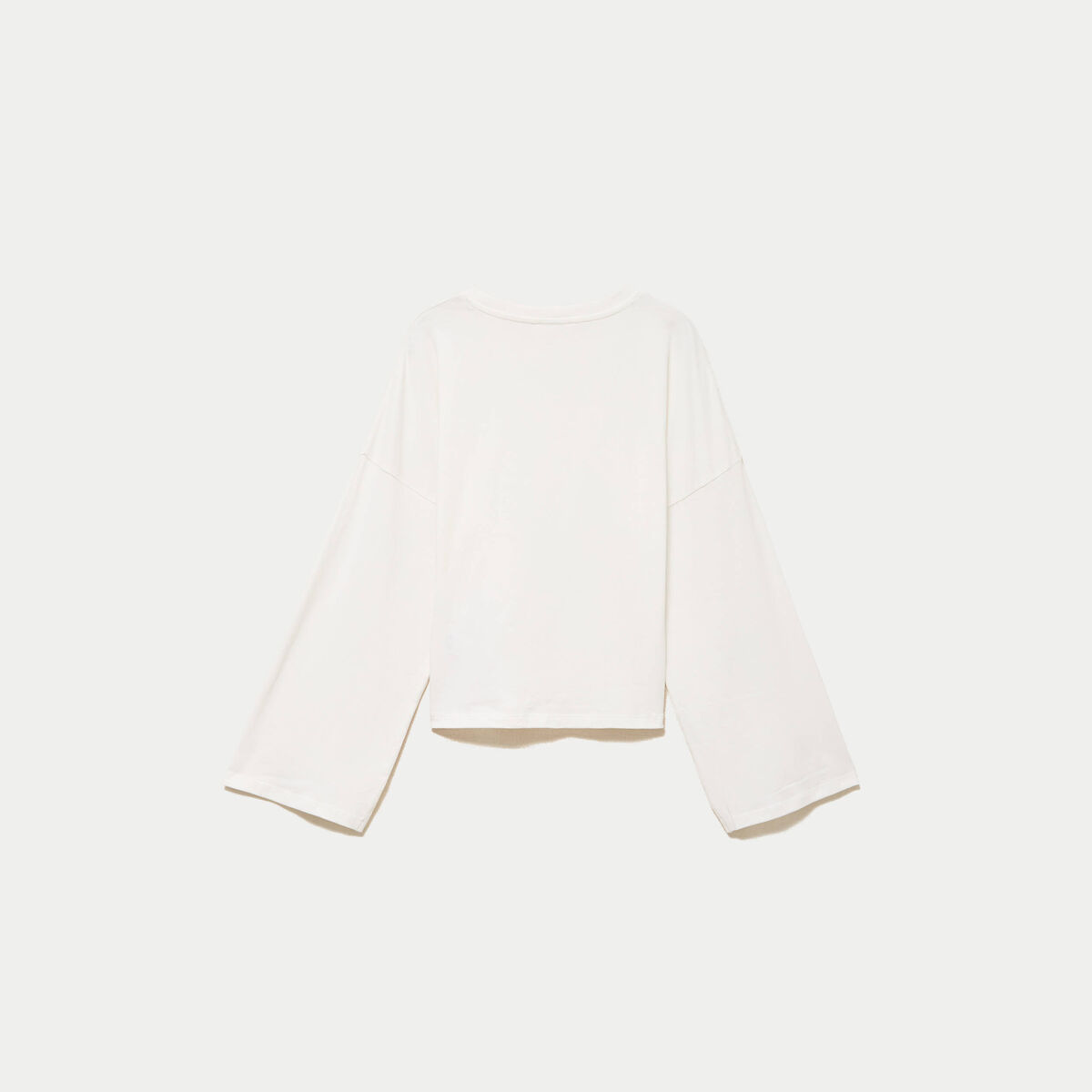 T-shirt cropped bas resserr&eacute; ecru