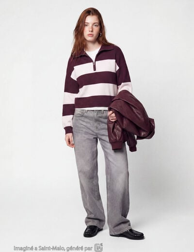 Jean loose taille basse denim gris ado