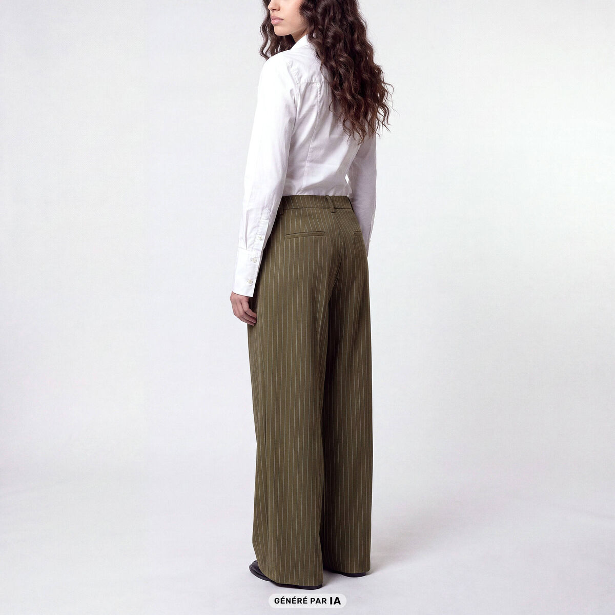 Pantalon coupe large taille standard vert kaki