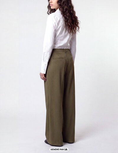 Pantalon coupe large taille standard vert kaki