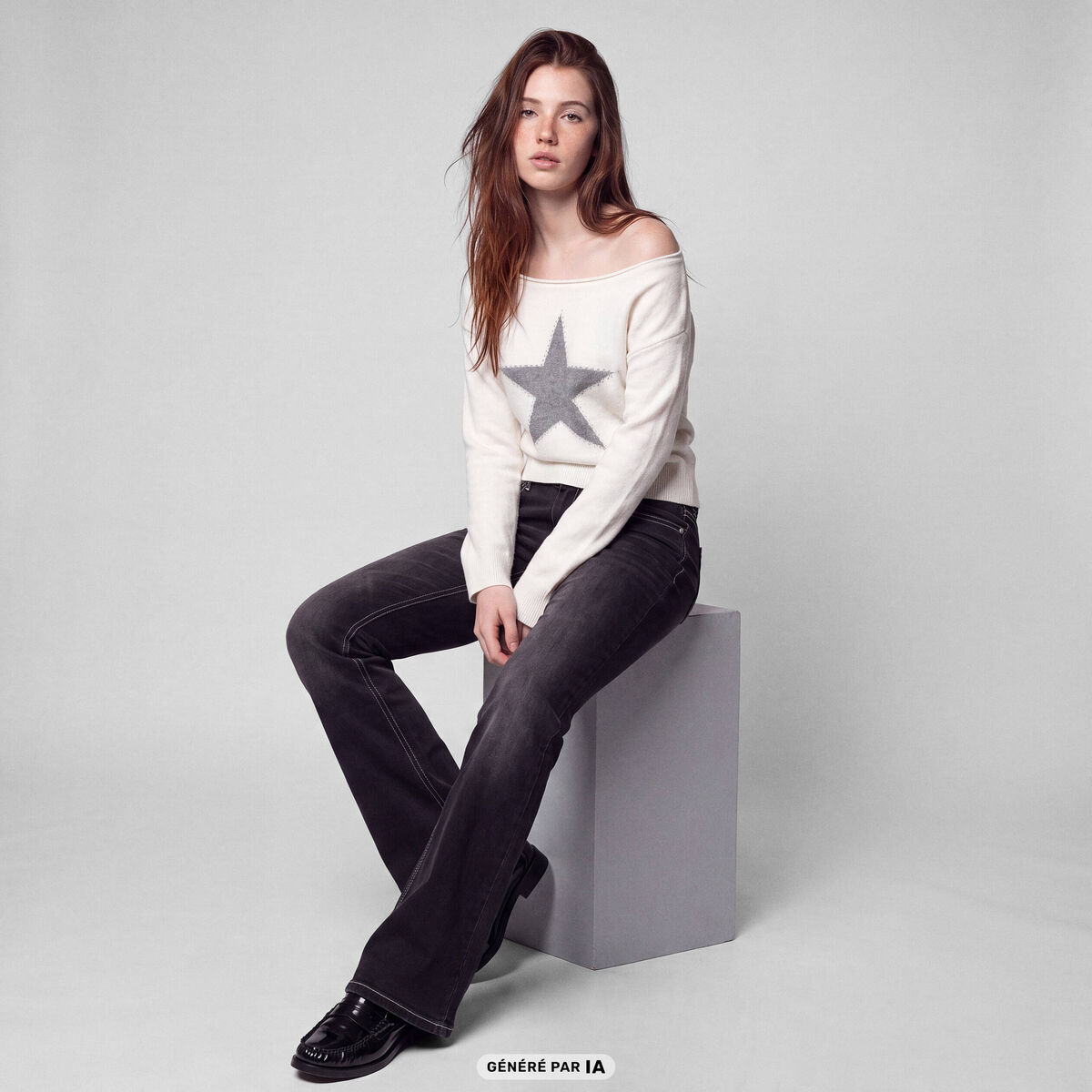 Jean Zoe bootcut taille basse broderie denim noir