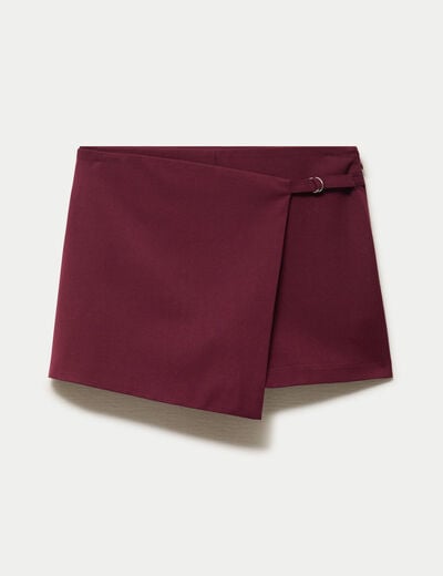 Jupe-short taille haute avec ceinture bordeaux