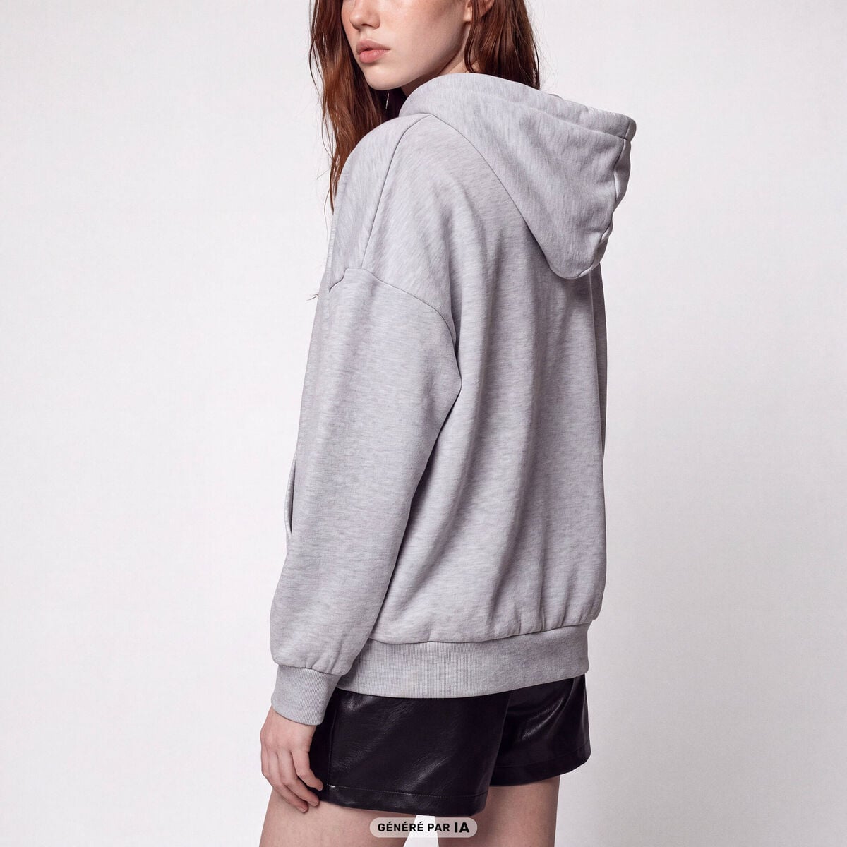 Sweat boyfriend brillant &agrave; capuche gris clair