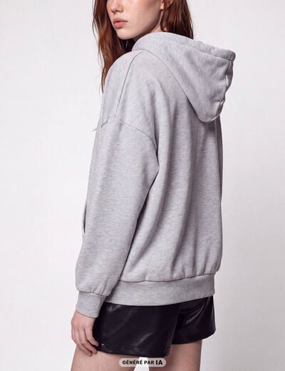 Sweat boyfriend brillant &agrave; capuche gris clair