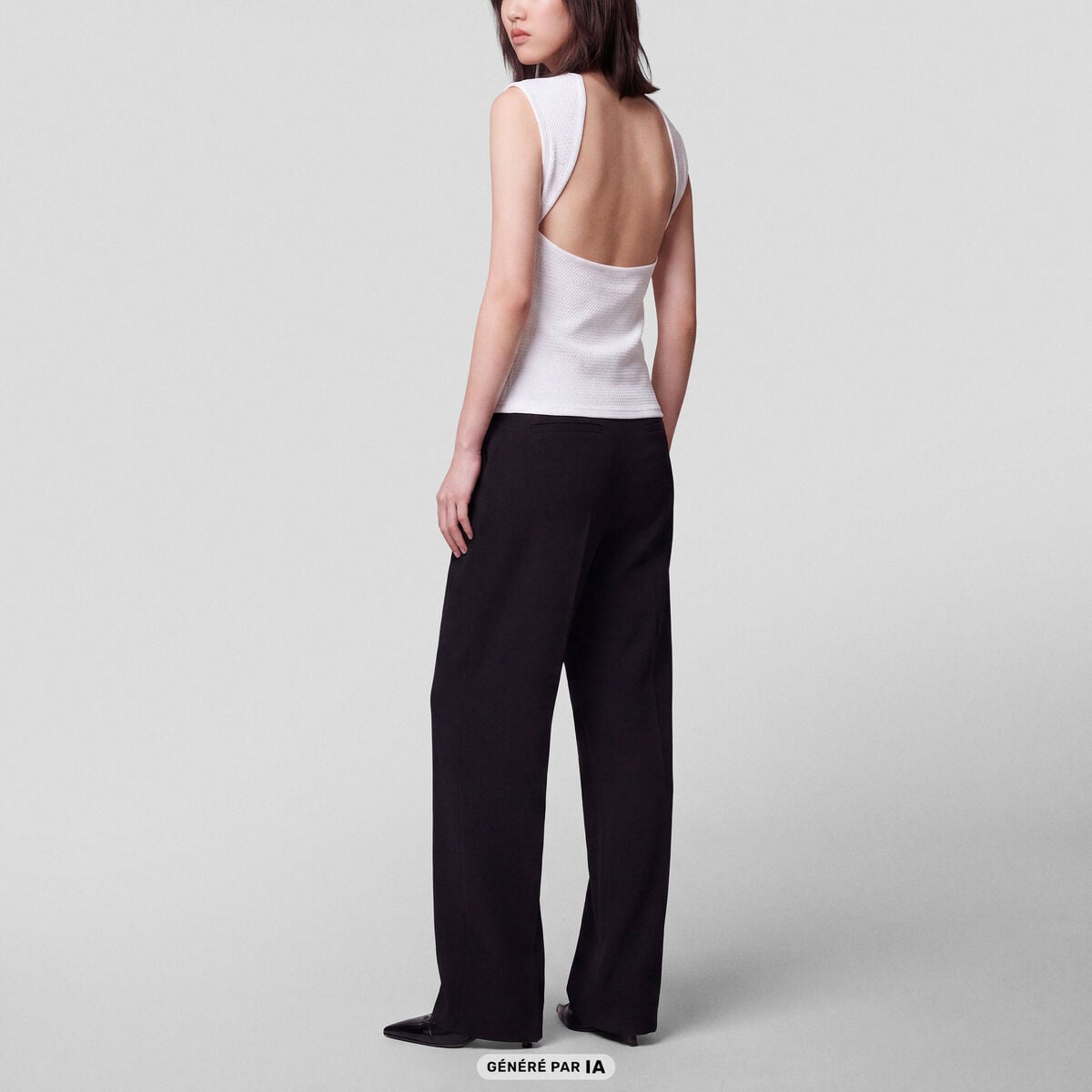 Pantalon flare stretch taille standard noir