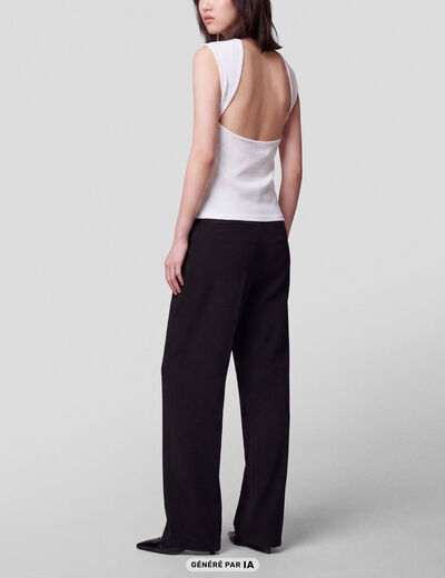 Pantalon flare stretch taille standard noir