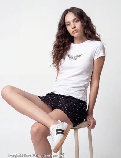 T-shirt droit court manches courtes blanc