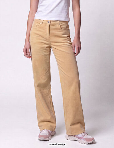 Pantalon bootcut en velours jaune pastel