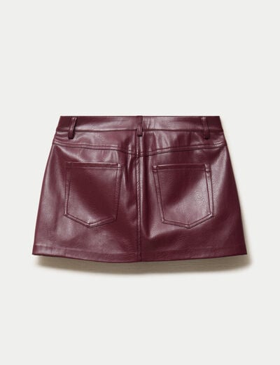 Jupe-short en similicuir bordeaux