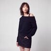 Pull col bardot manches longues bleu marine