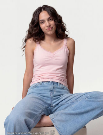 Jean Lenny wide leg taille standard denim triple stone