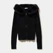 Gilet cintr&eacute; fausse fourrure &agrave; capuche noir