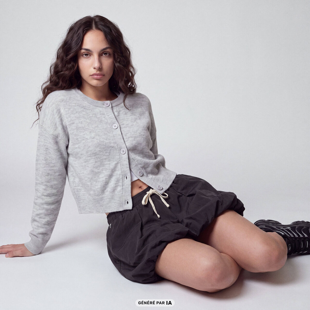 Gilet ajust&eacute; cropped manches longues blanc