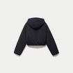 Blouson cropped &agrave; capuche bas resserr&eacute; noir