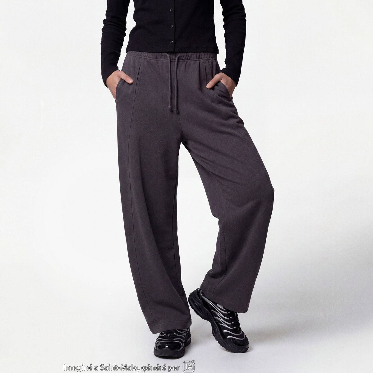 Jogging coupe ample taille standard gris ado