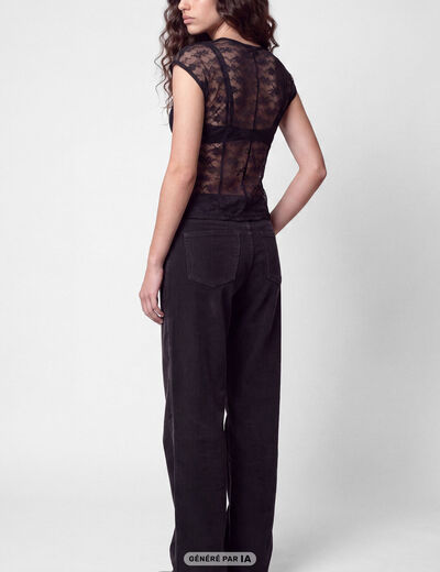 Pantalon bootcut en velours gris