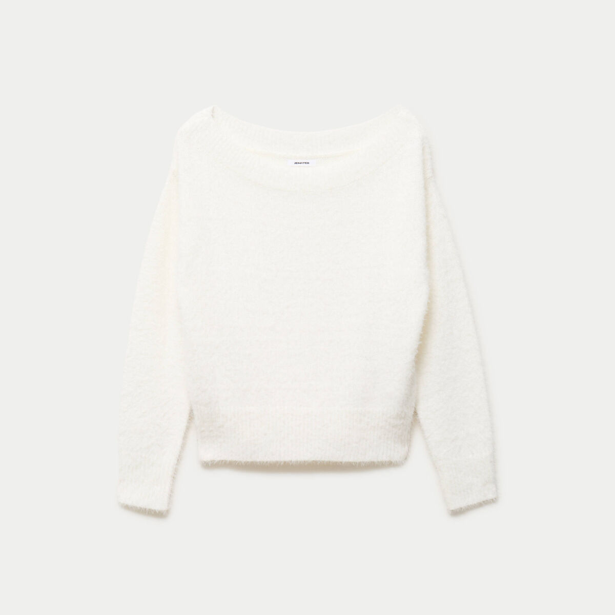Pull ajust&eacute; manches longues col bateau ecru