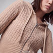 Gilet &agrave; capuche manches longues beige