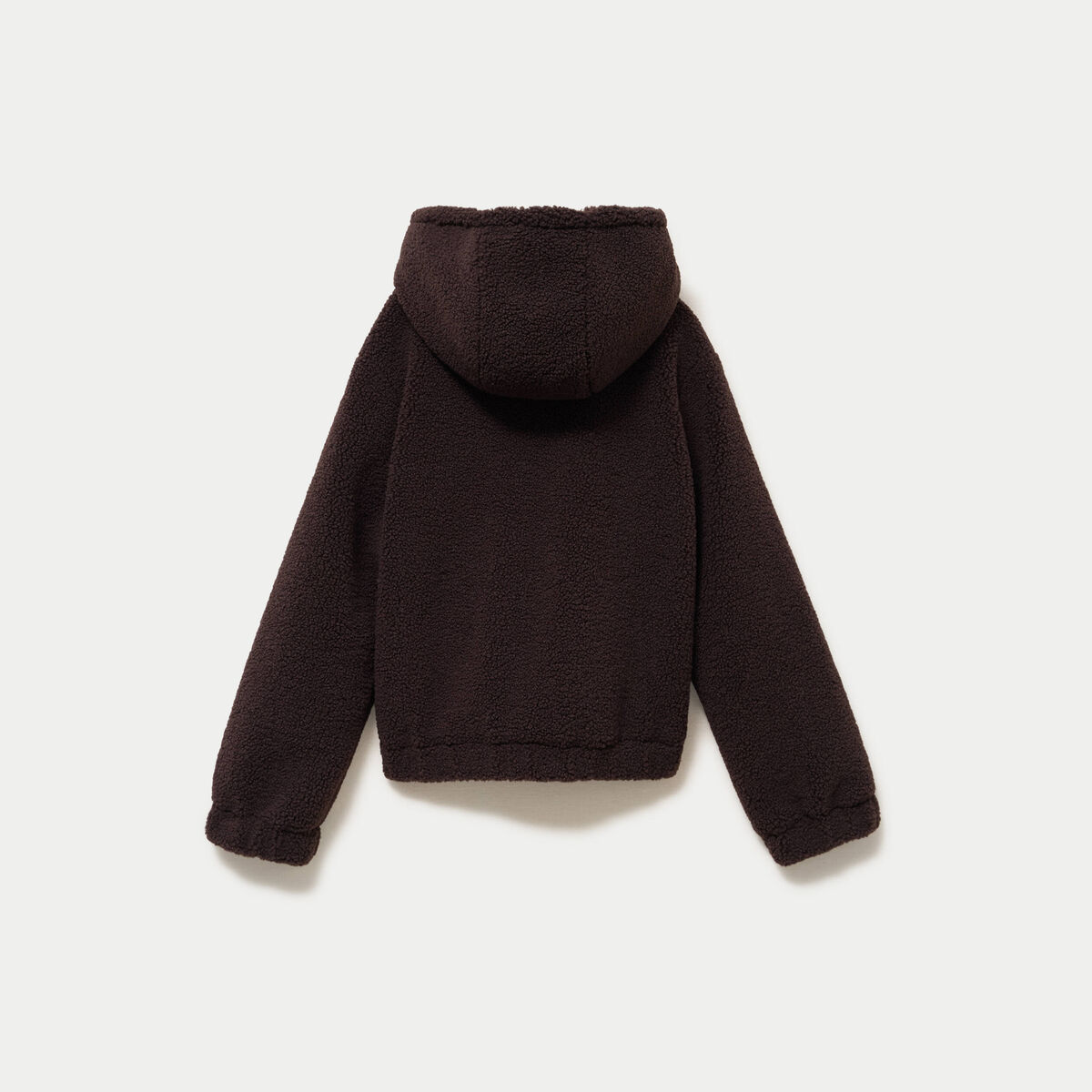 Blouson court droit effet polaire marron fonc&eacute;