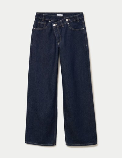 Jean Lenny wide leg taille crois&eacute;e denim brut