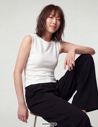 Pantalon flare stretch taille standard noir