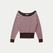 Pull col bateau manches longues marron fonc&eacute;