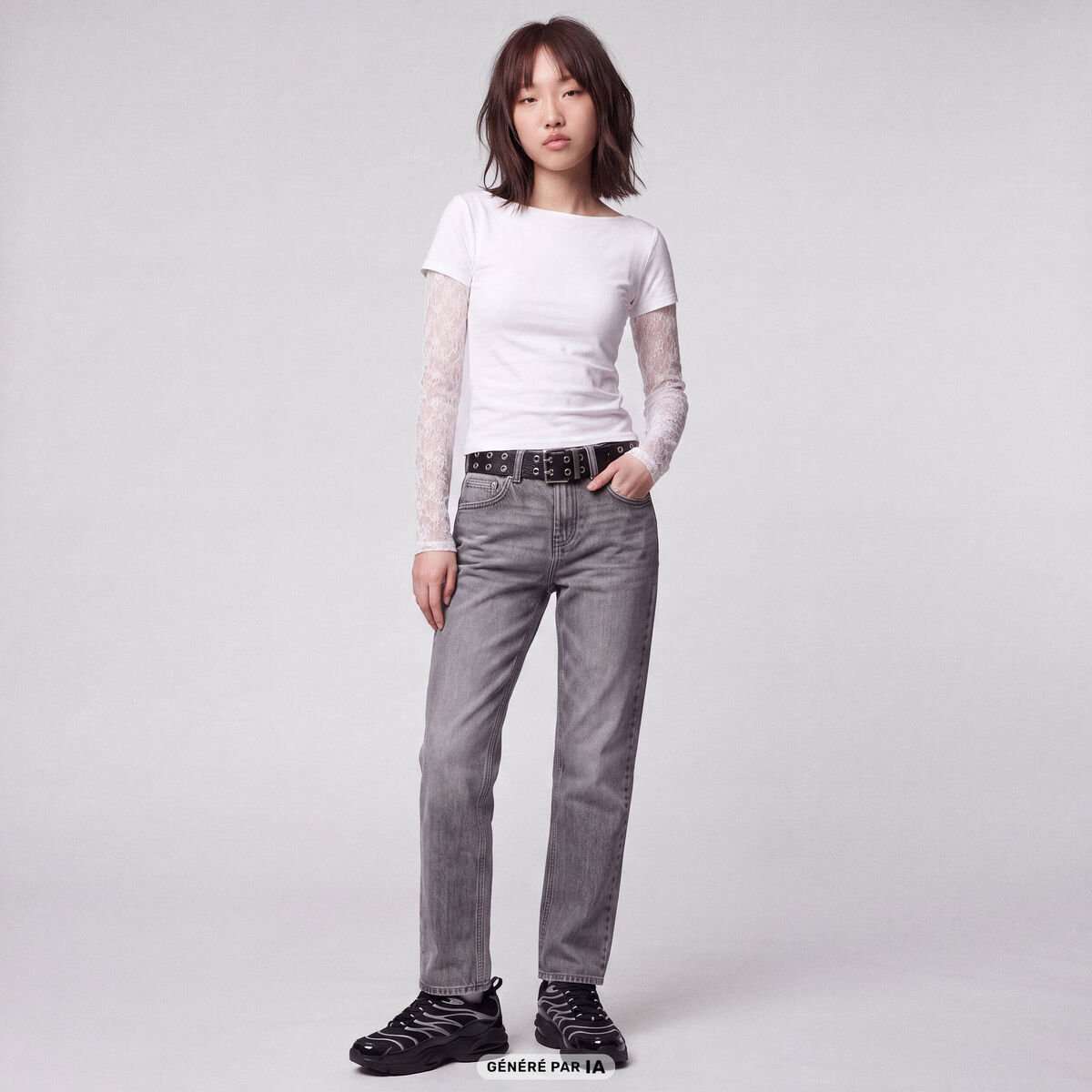 Jean Sam regular taille standard denim gris