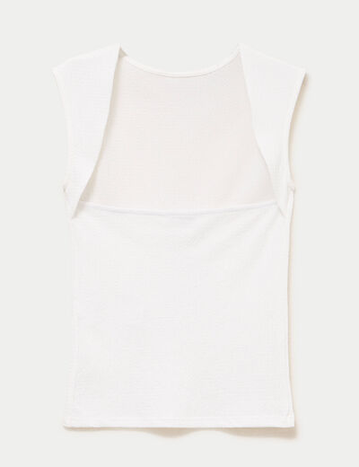 T-shirt ajust&eacute; court d&eacute;collet&eacute; dos ecru ado