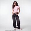 T-shirt ajust&eacute; col rond manches courtes rose ado