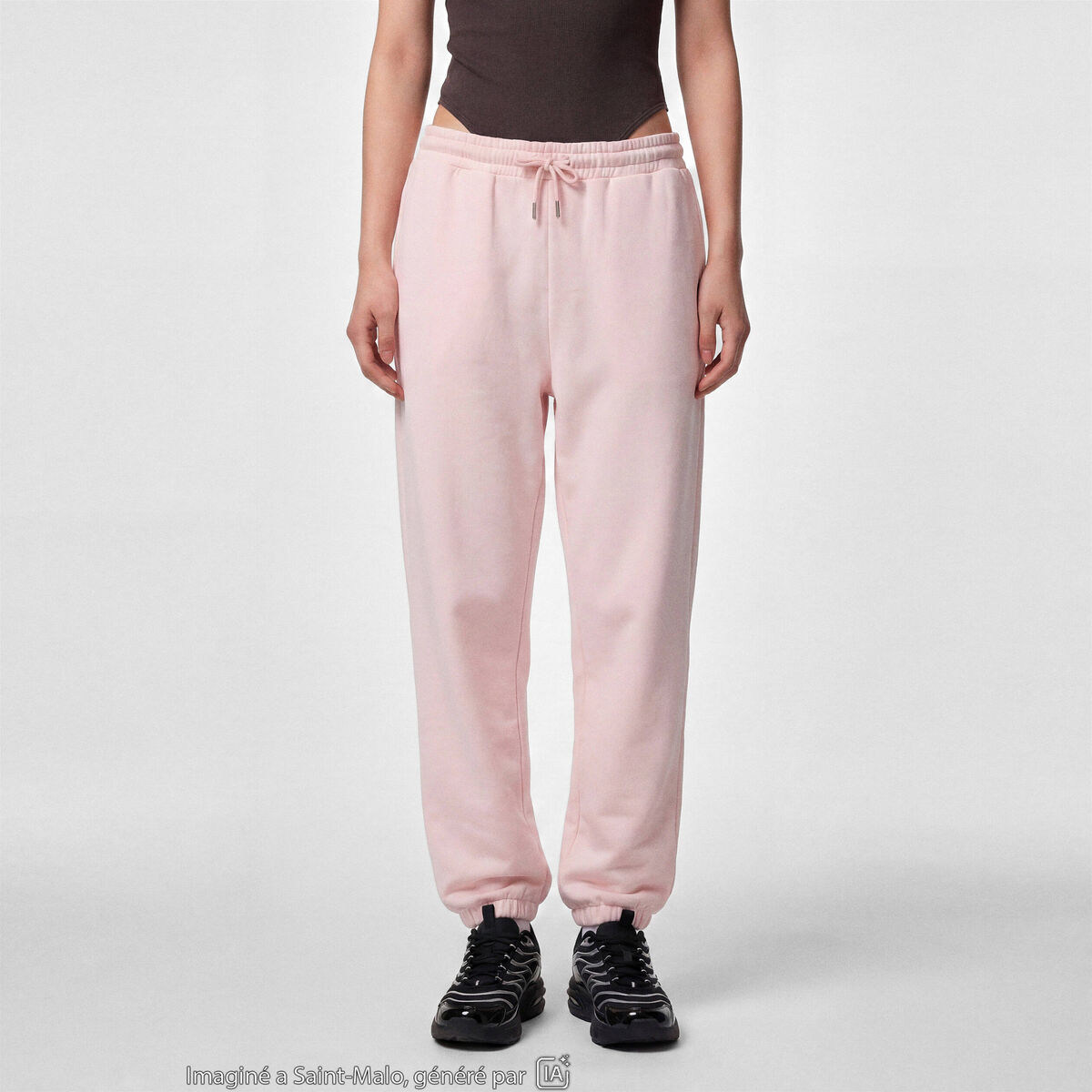 Jogging bas resserr&eacute; taille standard rose clair ado
