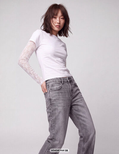 Jean Sam regular taille standard denim gris