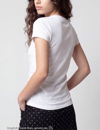 T-shirt droit court manches courtes blanc