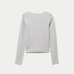 T-shirt ajust&eacute; col rond manches longues gris clair